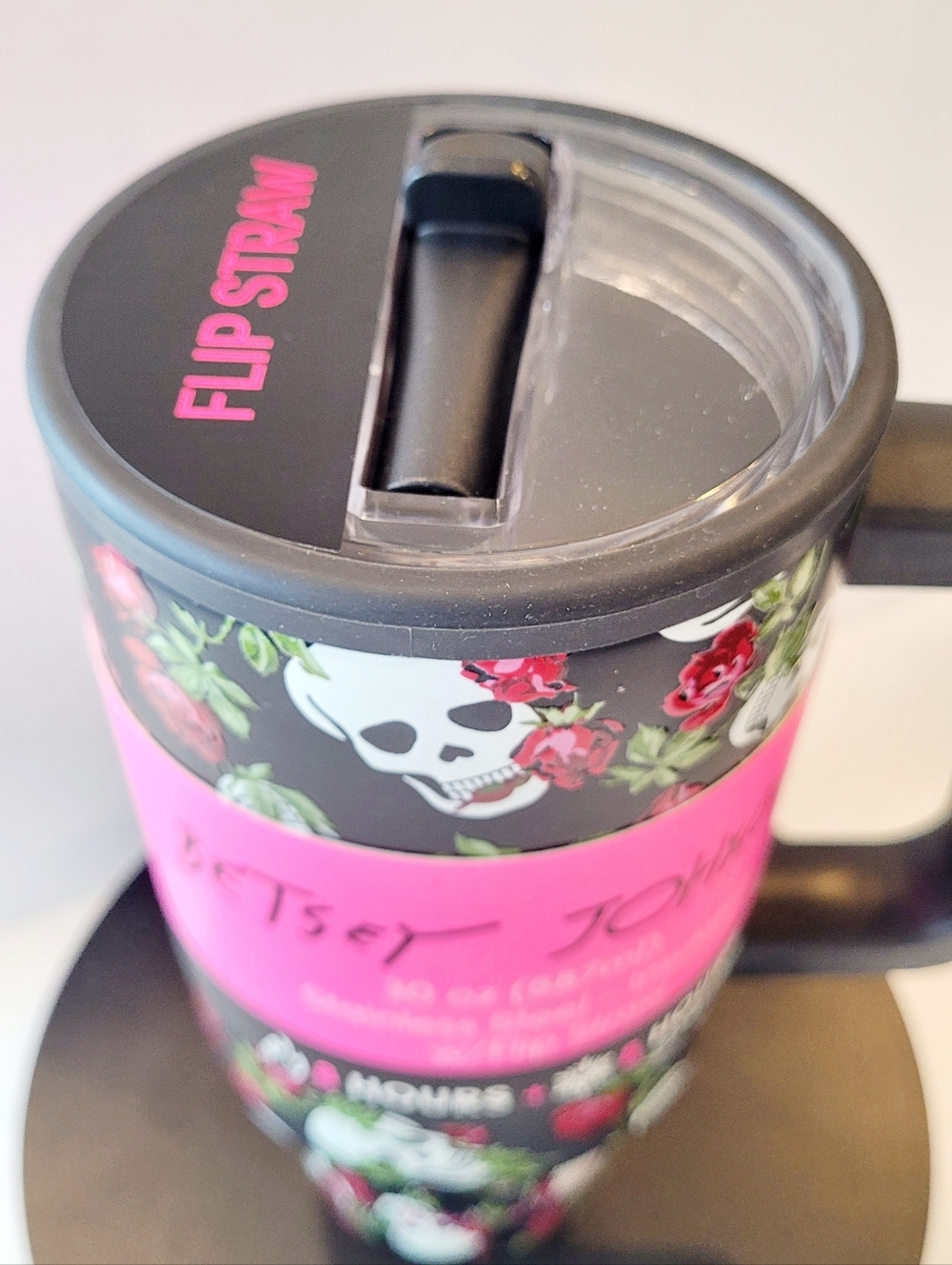 Betsey Johnson Black Skull & Rose Insulated Tumbler - Picture 2 of 3